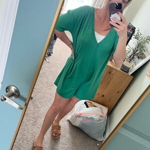 Amazon Green V-Neck Short Sleeve Romper